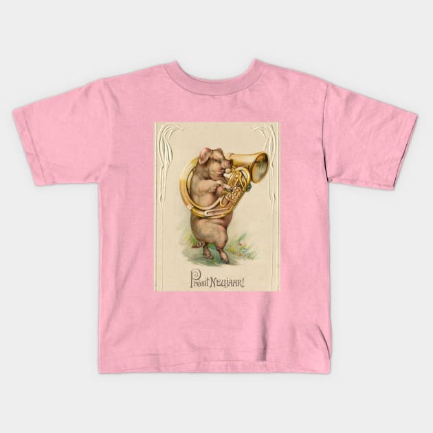 Pig With a Tuba Wakes Up the Farm Kids T-Shirt by Star Scrunch